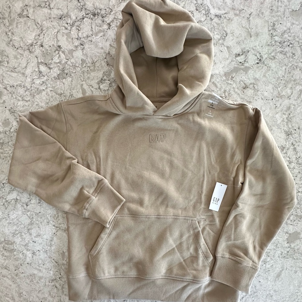 GAP Girls Light Brown/Tan Pull over Hoodie Sweatshirt Size L (10) NWT